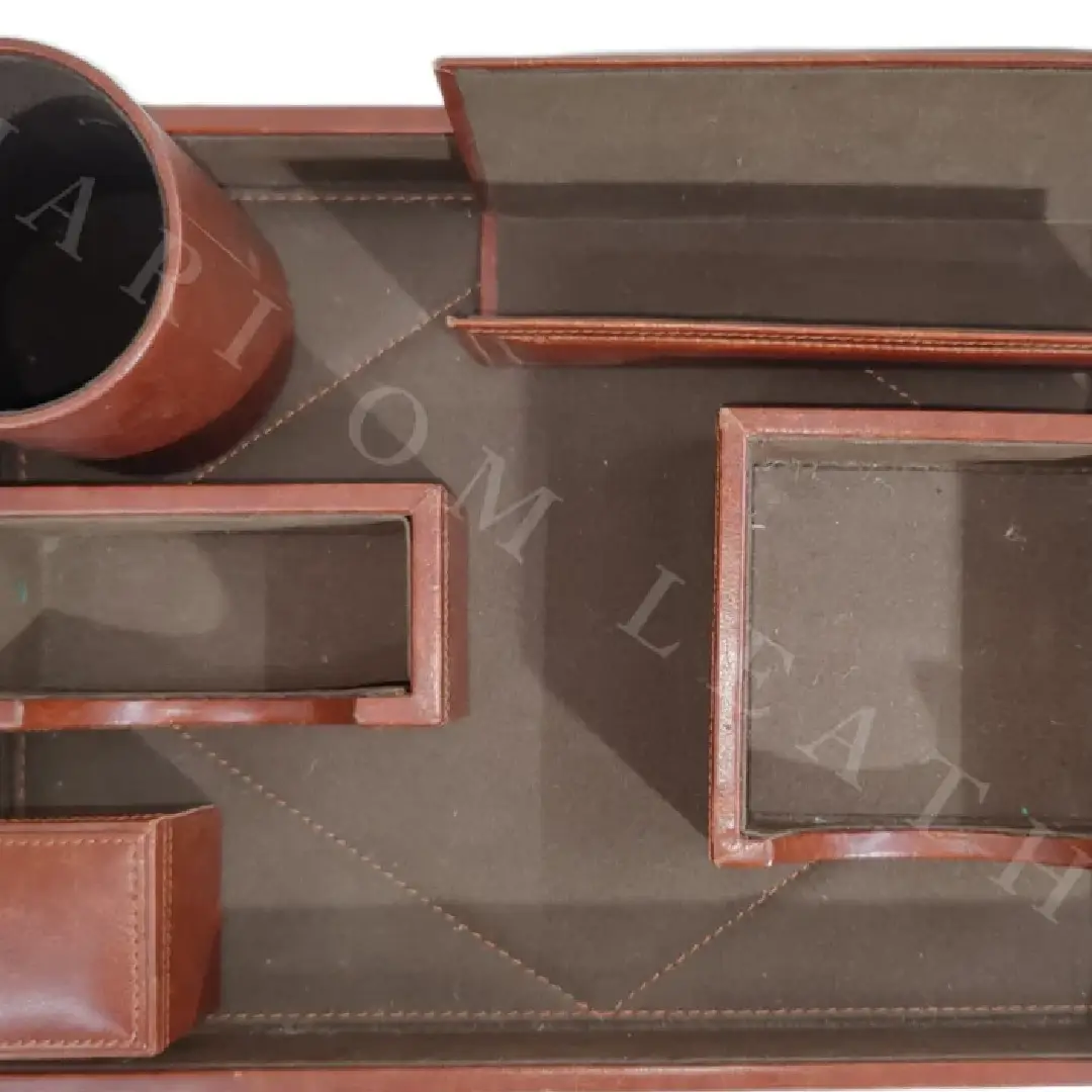 Premium Leather Desk Organizer – Elegant Office Storage