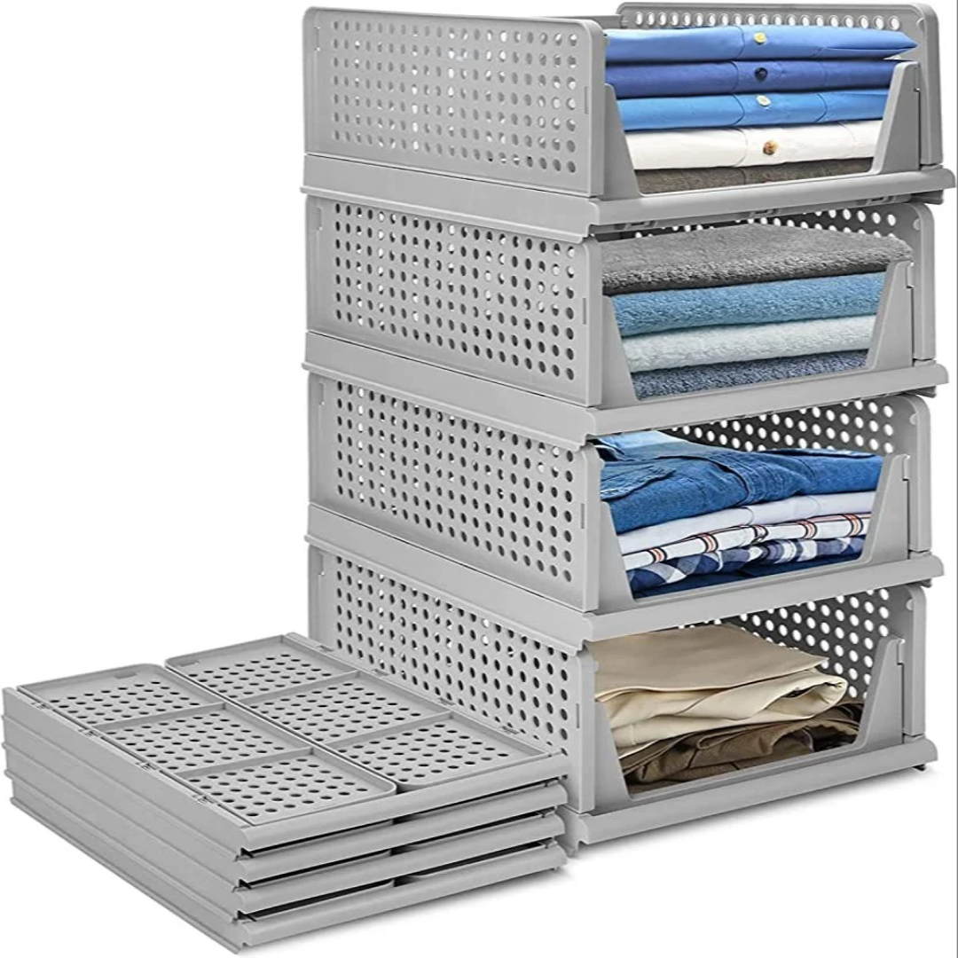 Clothes Shelf Organizer For Wardrobe For Foldable And Stackable