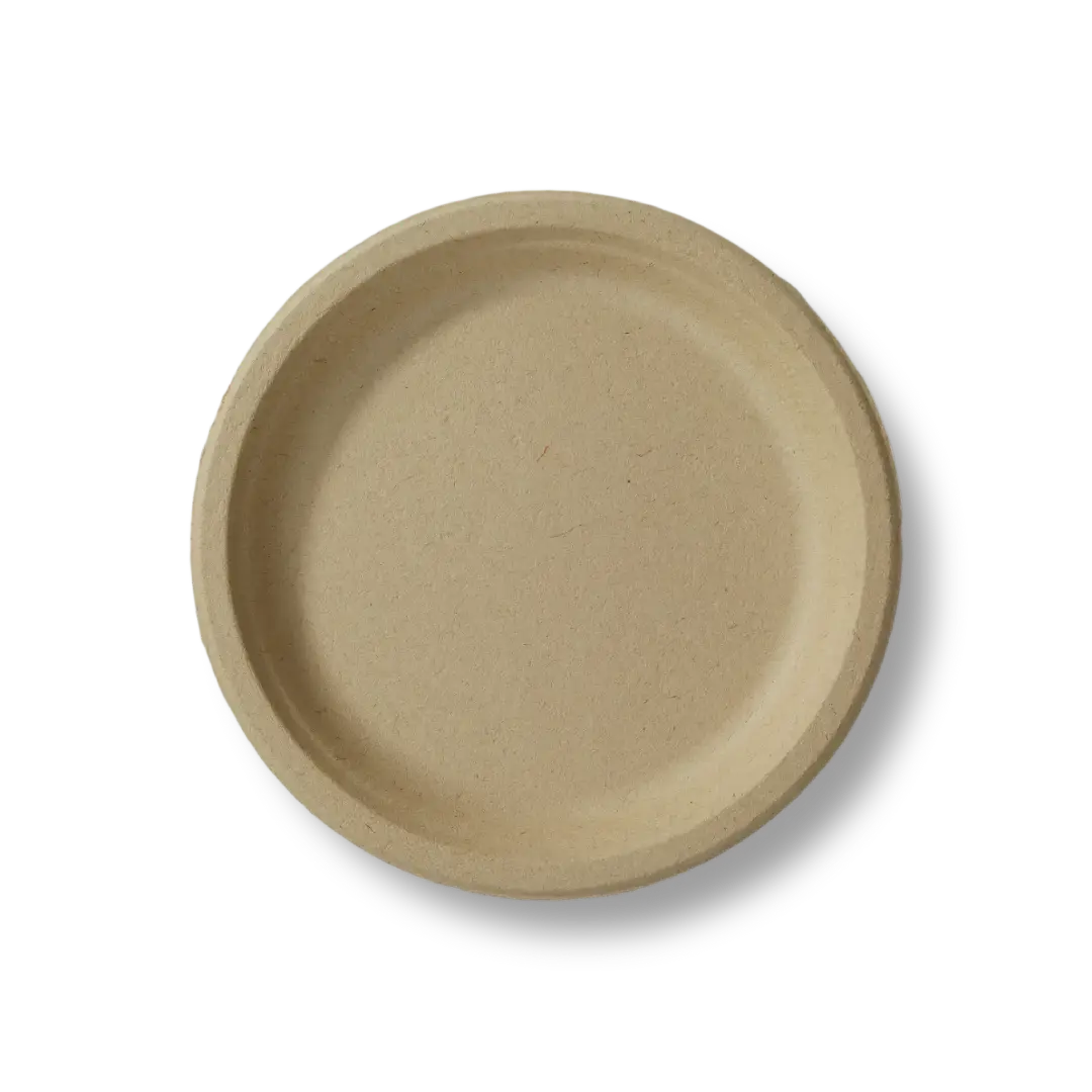 9" Compostable Round Plate Plant Fiber Eco Tableware USA