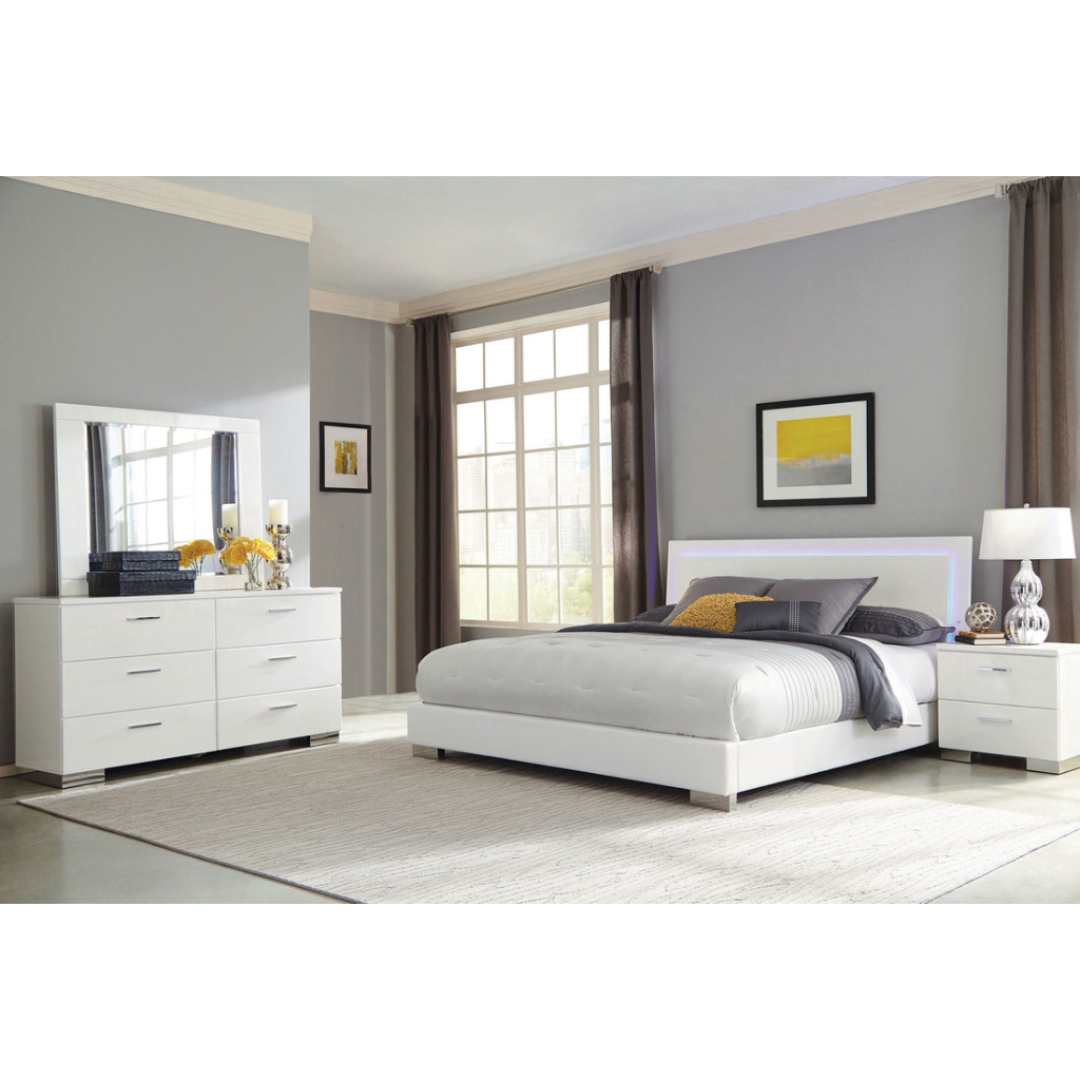 Felicity Bedroom Set White Gloss Elegant Modern Design