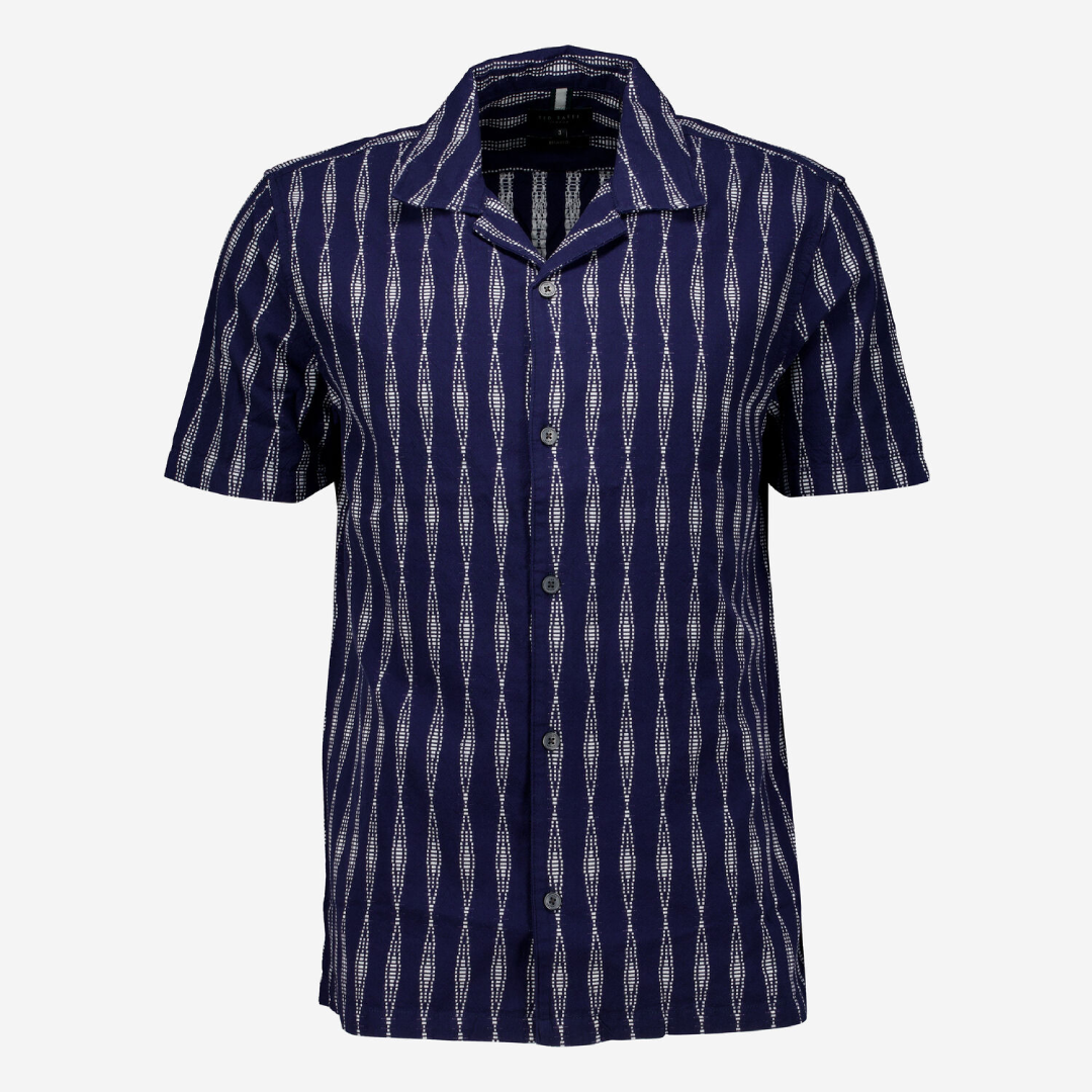 Blue & White Patterned Shirt – Men’s Casual Wear | UK Supplier