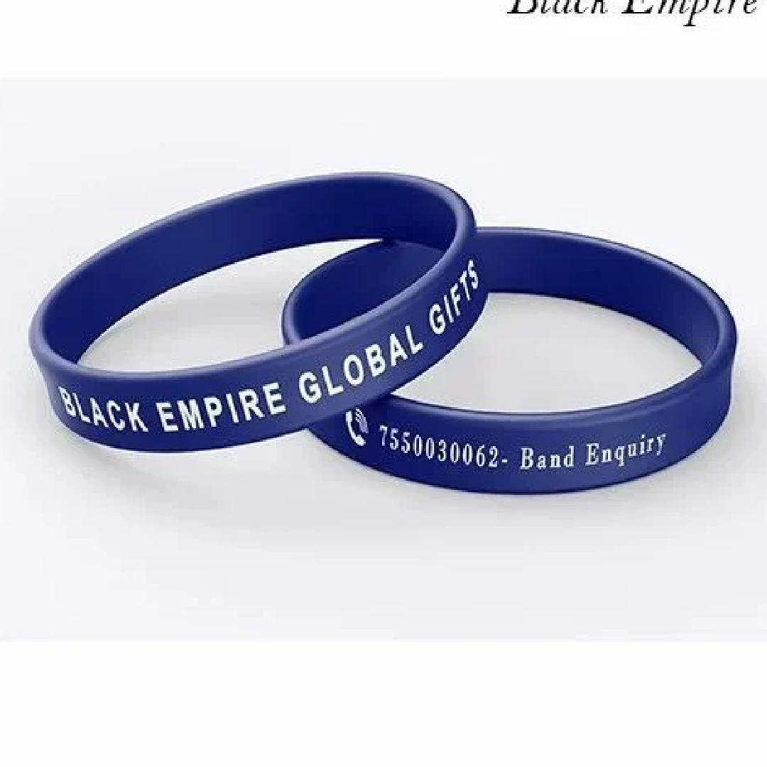 Black Customized Rubber Wristband - Stylish & Durable 