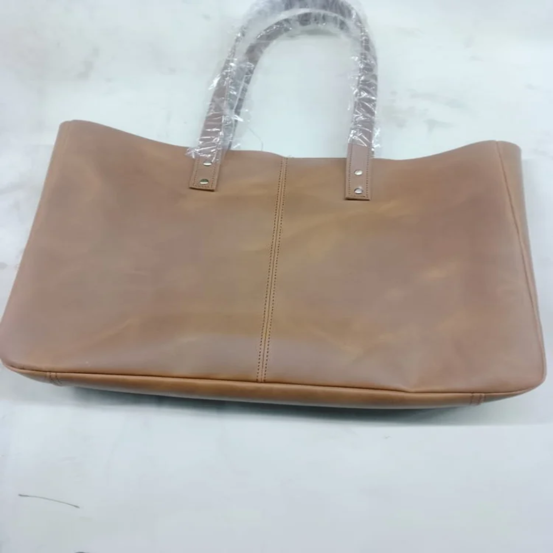 Light Brown Plain Ladies Leather Handbags
