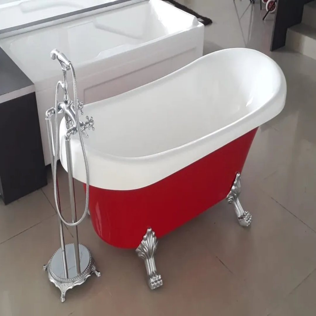 Classic Red Fiberglass Oscar Bath Tub – 5.3x2.6 ft