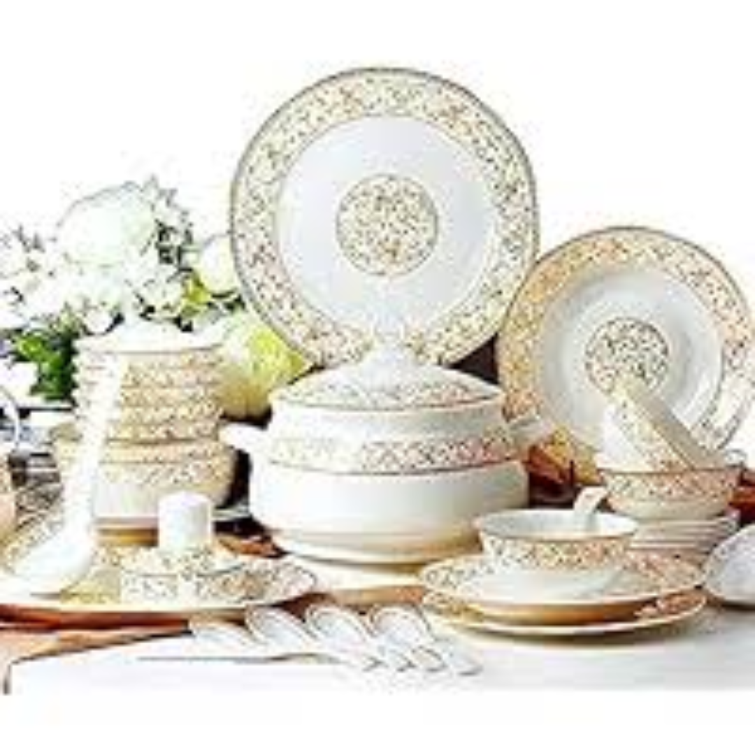 Porcelain Dinnerware Set Elegant Durable Tableware for Dining Kitchen Use Microwave Safe Design