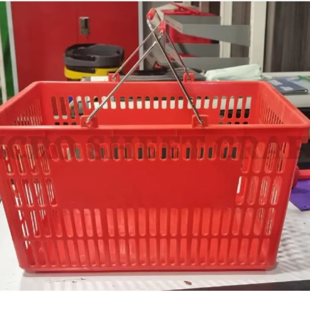 Red & Blue Plastic Hand Basket Durable & Spacious