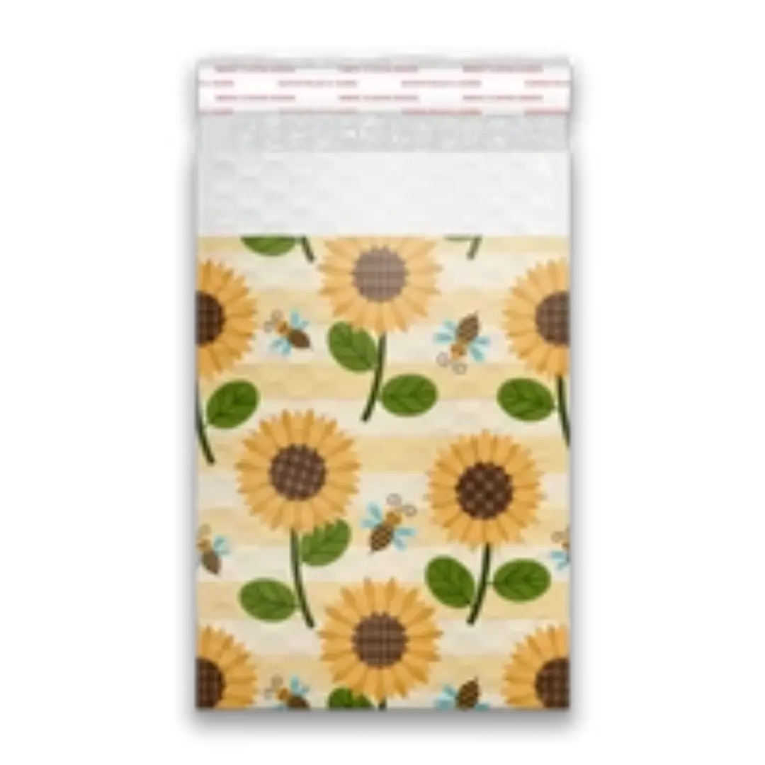 6x9 Sunflowers Bees Poly Mailers Custom Shipping USA