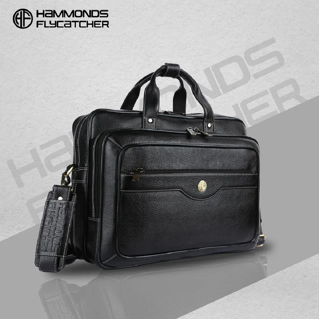 Genuine Leather Laptop Bag – Office & Travel Ready, Expandable