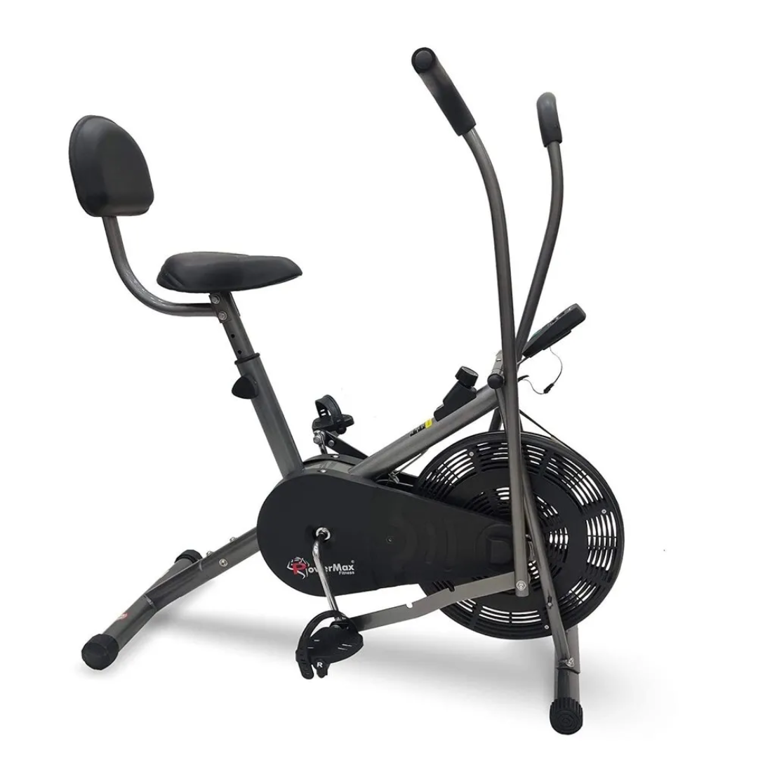 PowerMax Fitness Spin BU-201 Dual Action Air Bike/Exercise Bike with Back Support