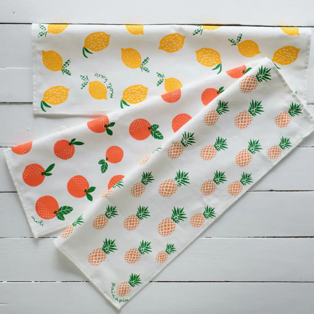 Handprinted Fruit Tea Towels – Cotton Kitchen Towels | US Supplier