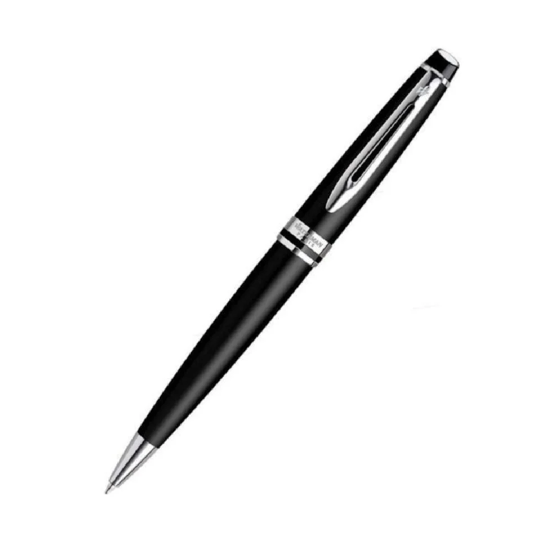 Metal Blue Waterman Expert Matte Black Chrome Trim Ball Pen, For Writing
