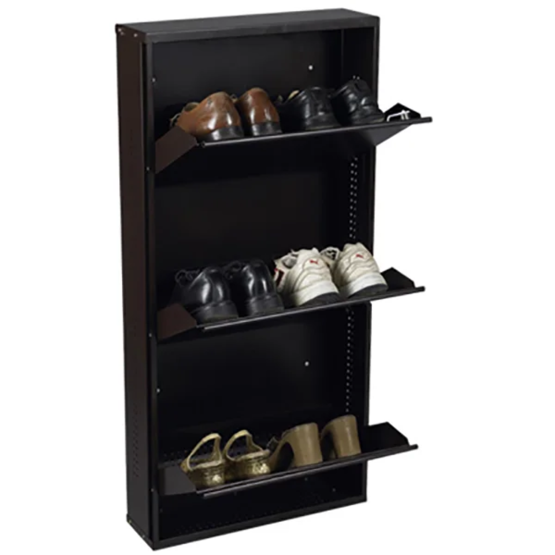 Powder Coated Mild Steel Wall Mounted Double Decker Shoe Rack, 3 Shelves