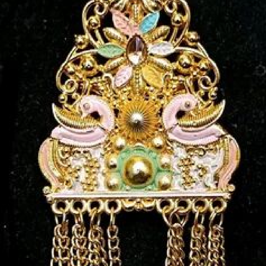 Gold-Plated CZ Butterfly Brooch Pin - 925 Sterling Silver