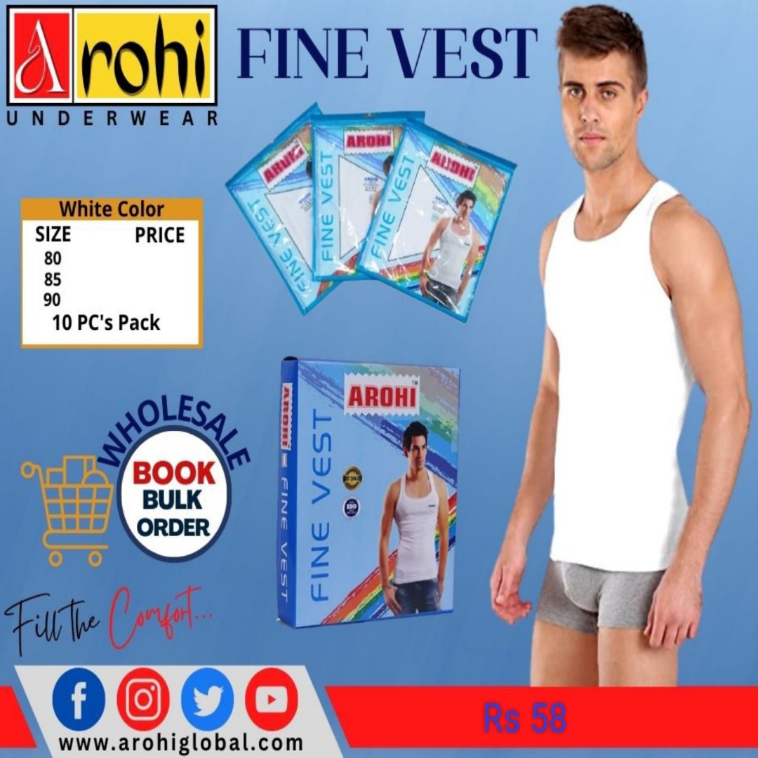 Men's Premium Cotton Vest - Soft & Breathable Comfort