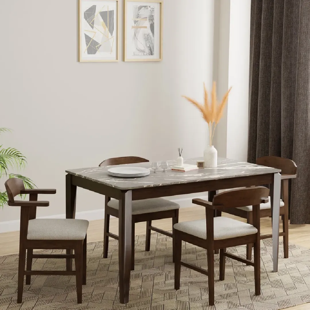 WonderTop Dylan 4 Seater Marble Dining Table - Elegant & Durable