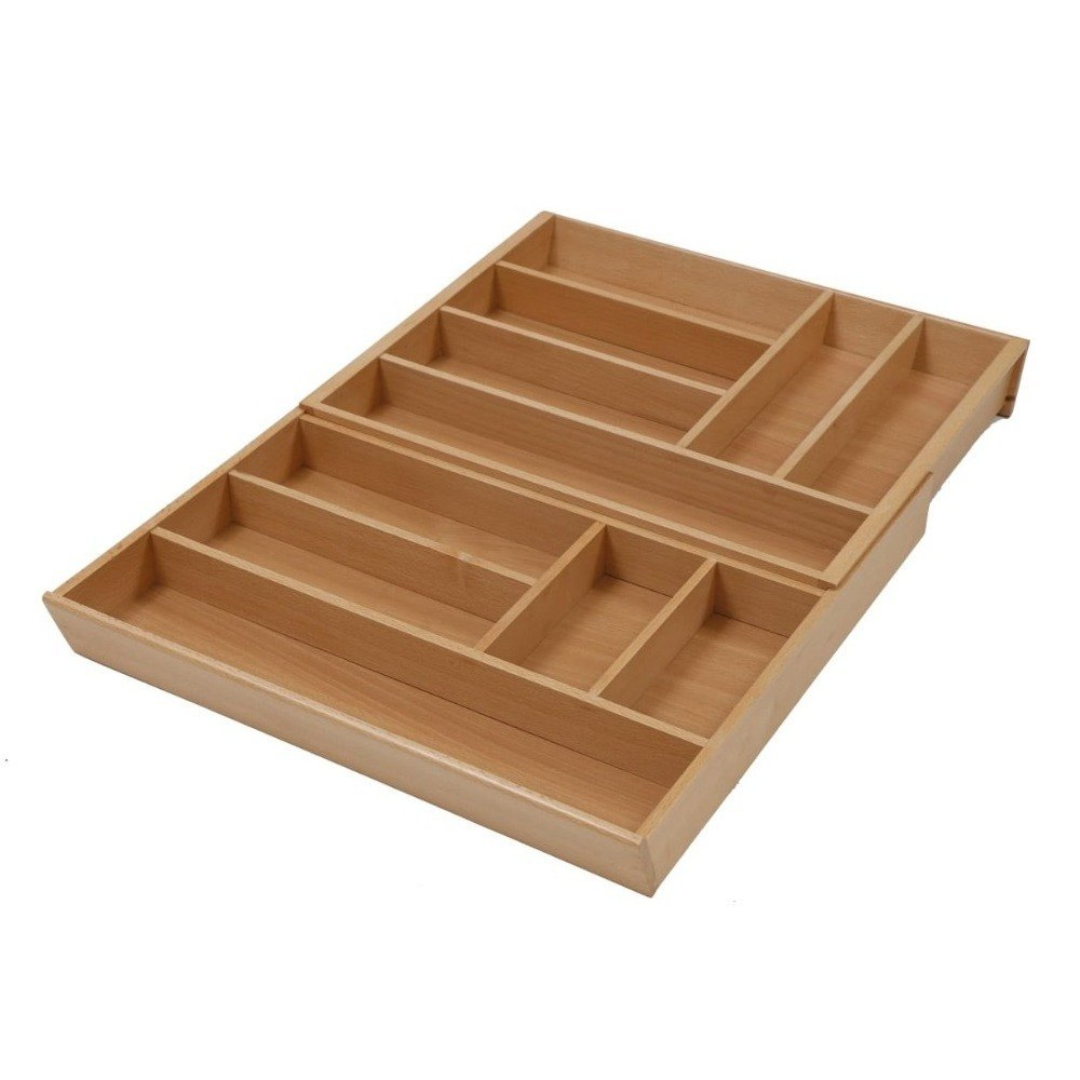 Brown Wooden Kitchen Drawer Organizer For Utensils