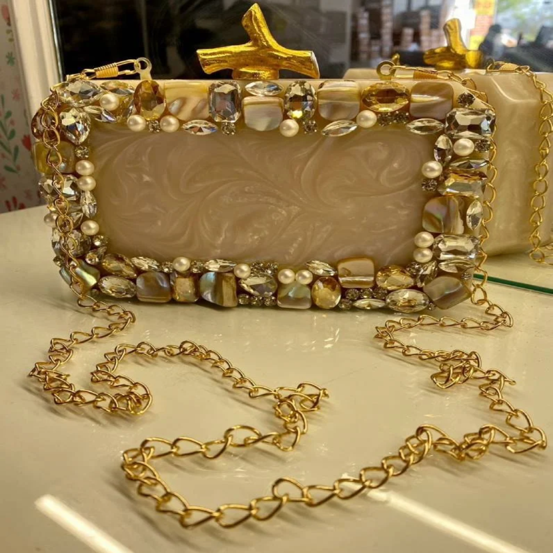 Resin Embroidered Ladies Designer Handbag