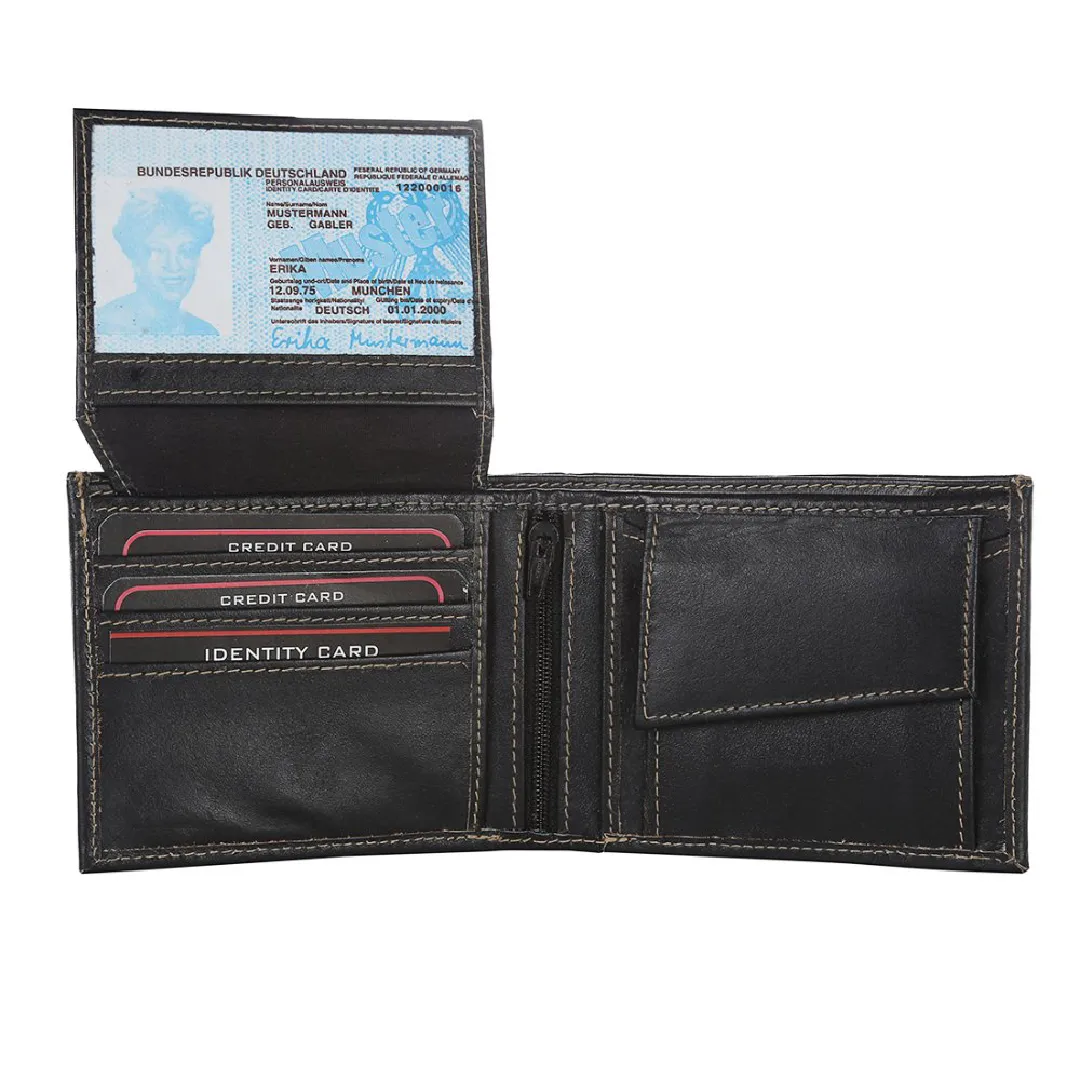Black Bi-Fold Leather Wallet for Men – 7 Card Slots, Premium Quality