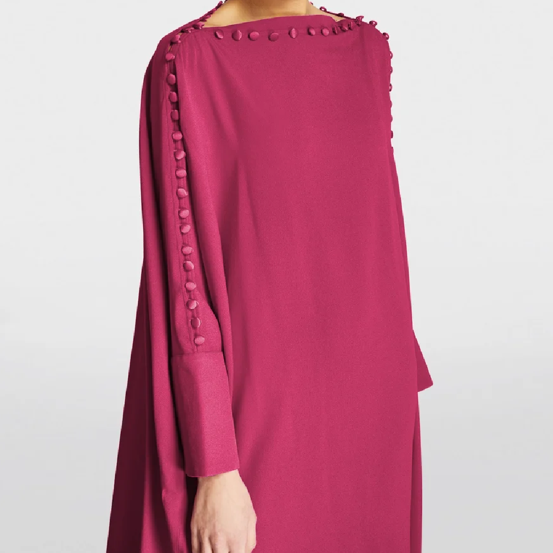 Magenta Long Sleeve Kaftan Dress - Minimalist & Elegant