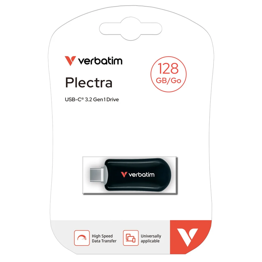 Verbatim Plectra 30225 USB-C Flash Drive Storage Black 128GB-USB3.0