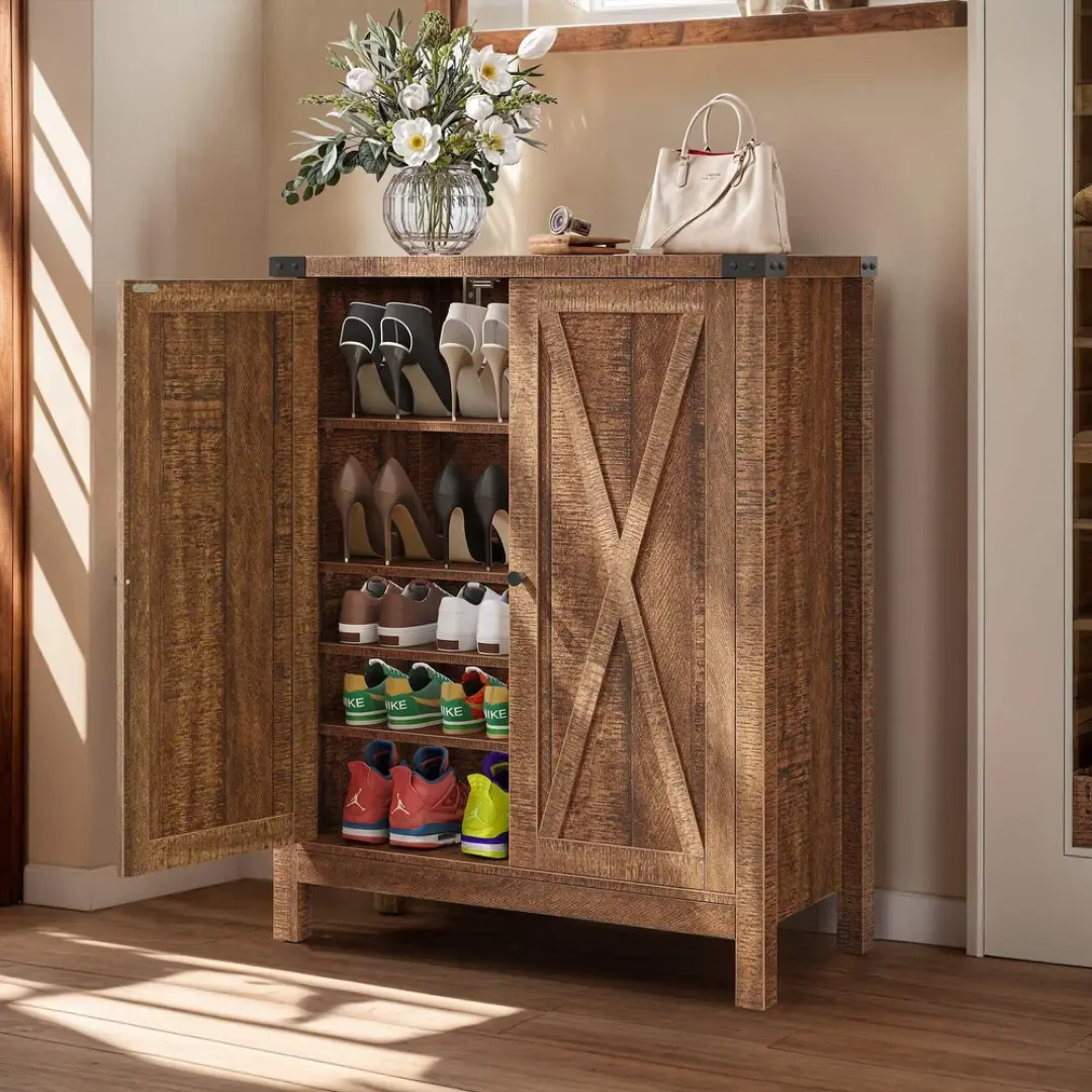 Moasis 5-Tier Shoe Cabinet – 20 Pair Double Door Storage | USA Organizer Supplier