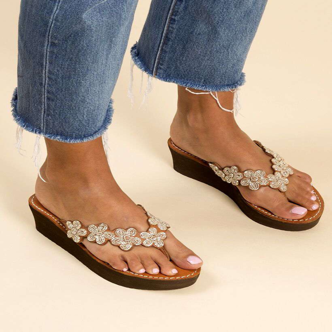 Conley Wedge Heels – Light Brown & Silver Women's Shoes UK