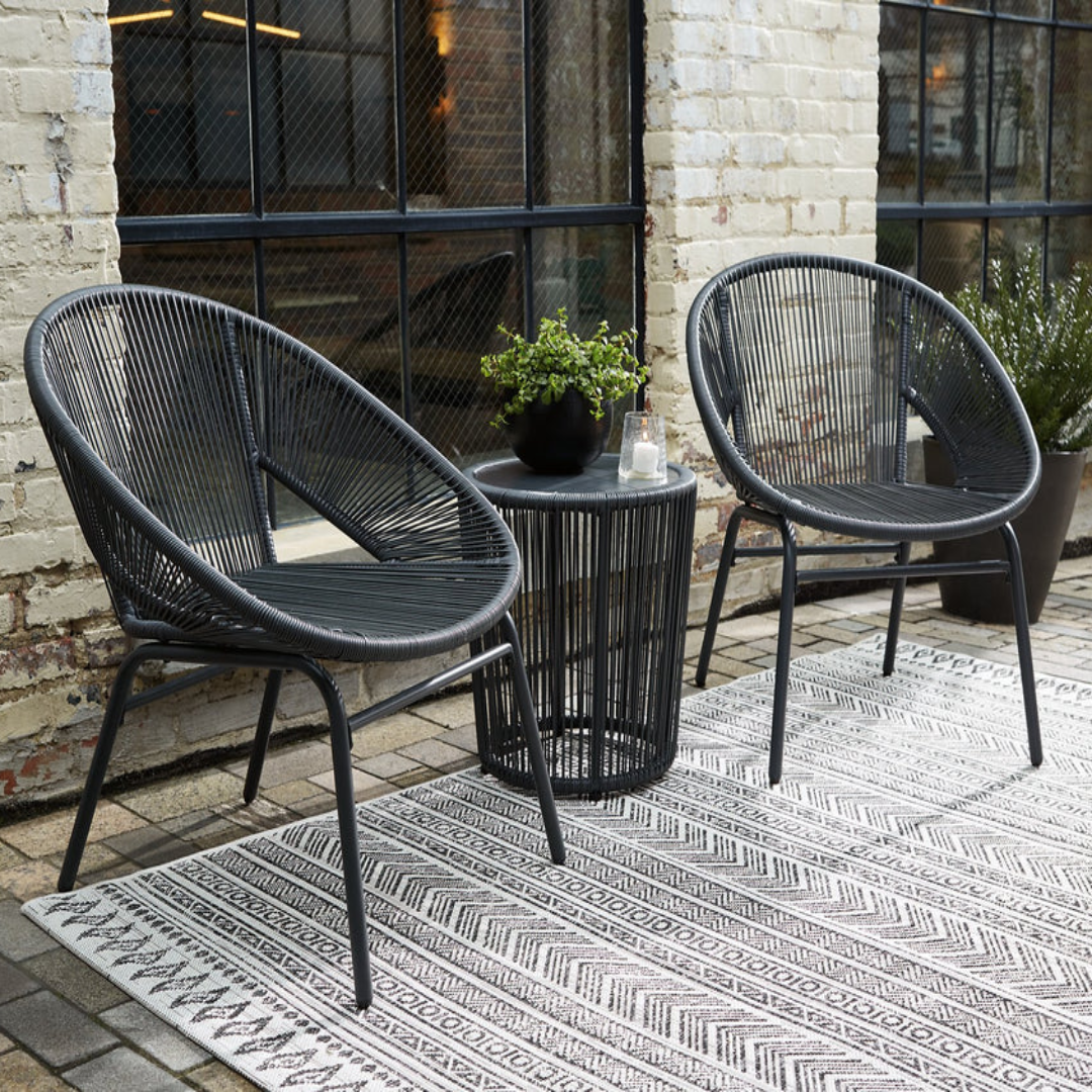 Mandarin Cape Outdoor Table And Chairs 3-Piece Gray Set