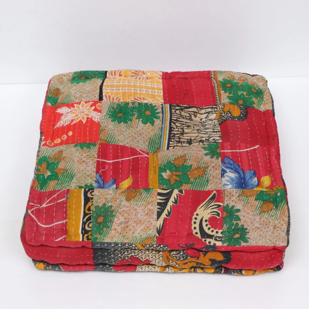 Patch Work Cotton Multicolor Vintage Kantha Floor Cushion