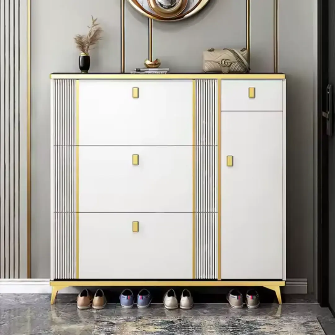 Wholesale 2025 Modern Shoe Storage Cabinet – Wall-Mounted Design with Gold Accents | Supplier from US