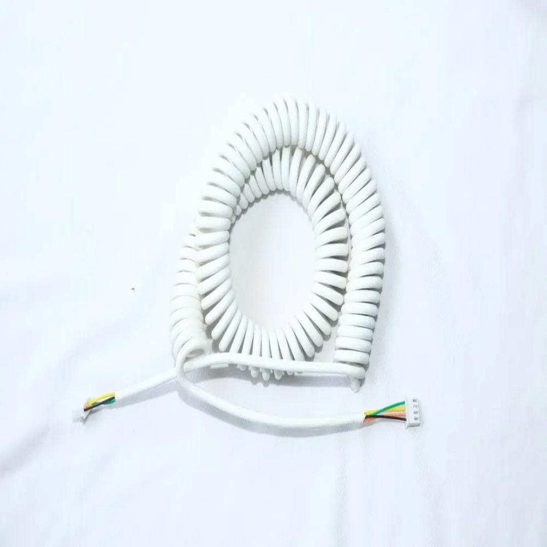 4 Pair 0.20 mm White Coiled Spiral Extension Cord, Un-Shielded