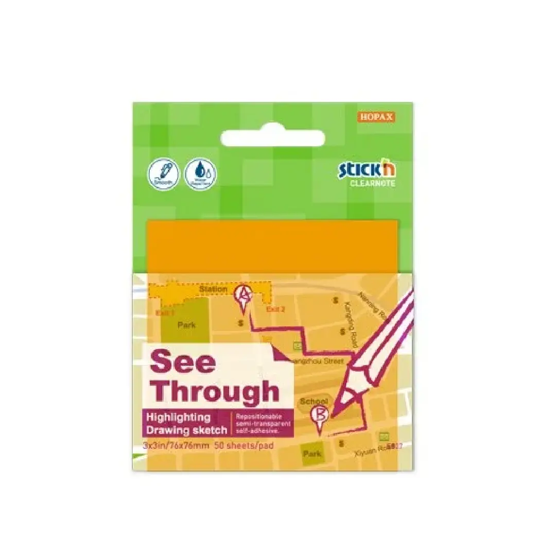 Stickn Transparent Sticky Notes - Clear & Reusable