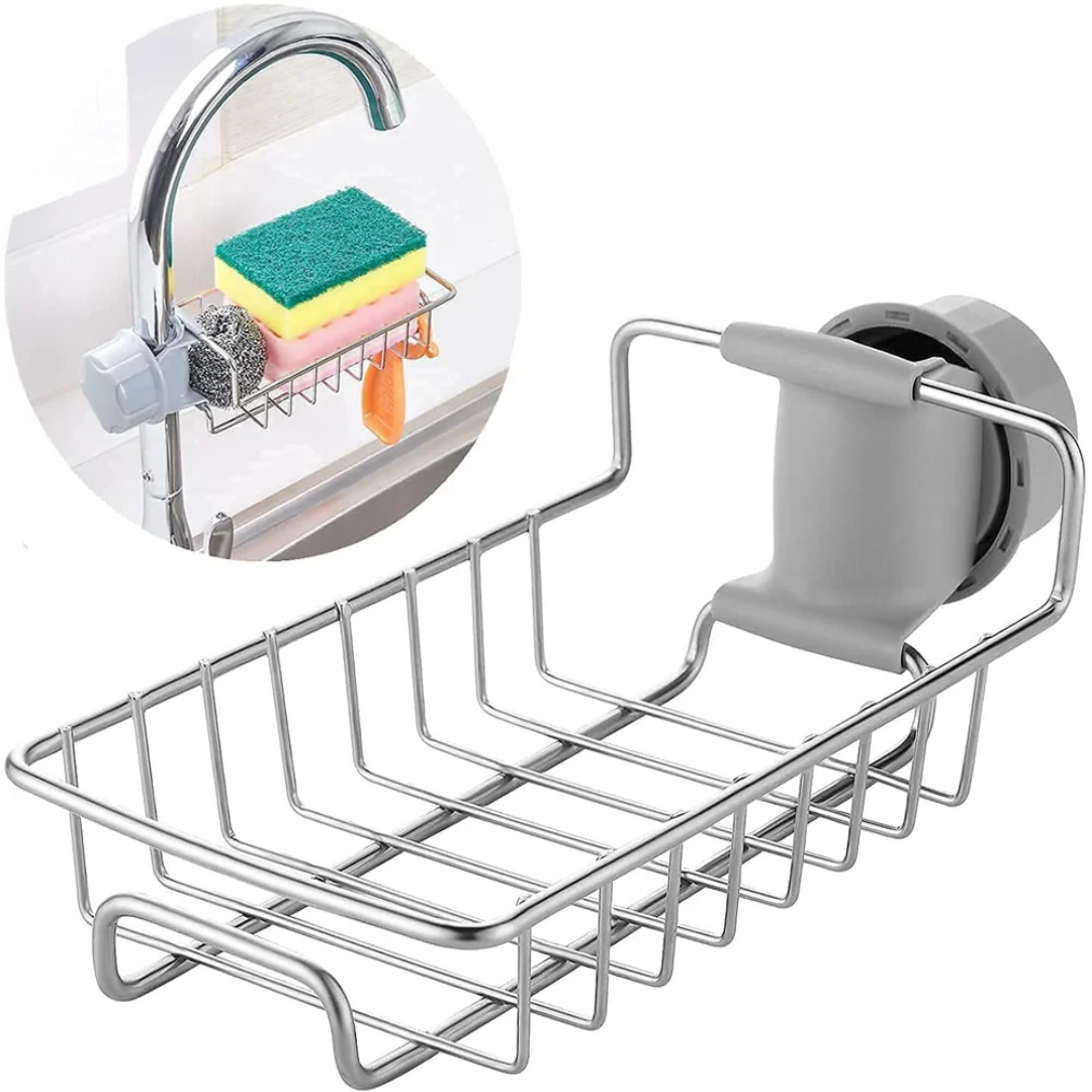 Stainless Steel Silver Kitchen Sink Caddy, For Home