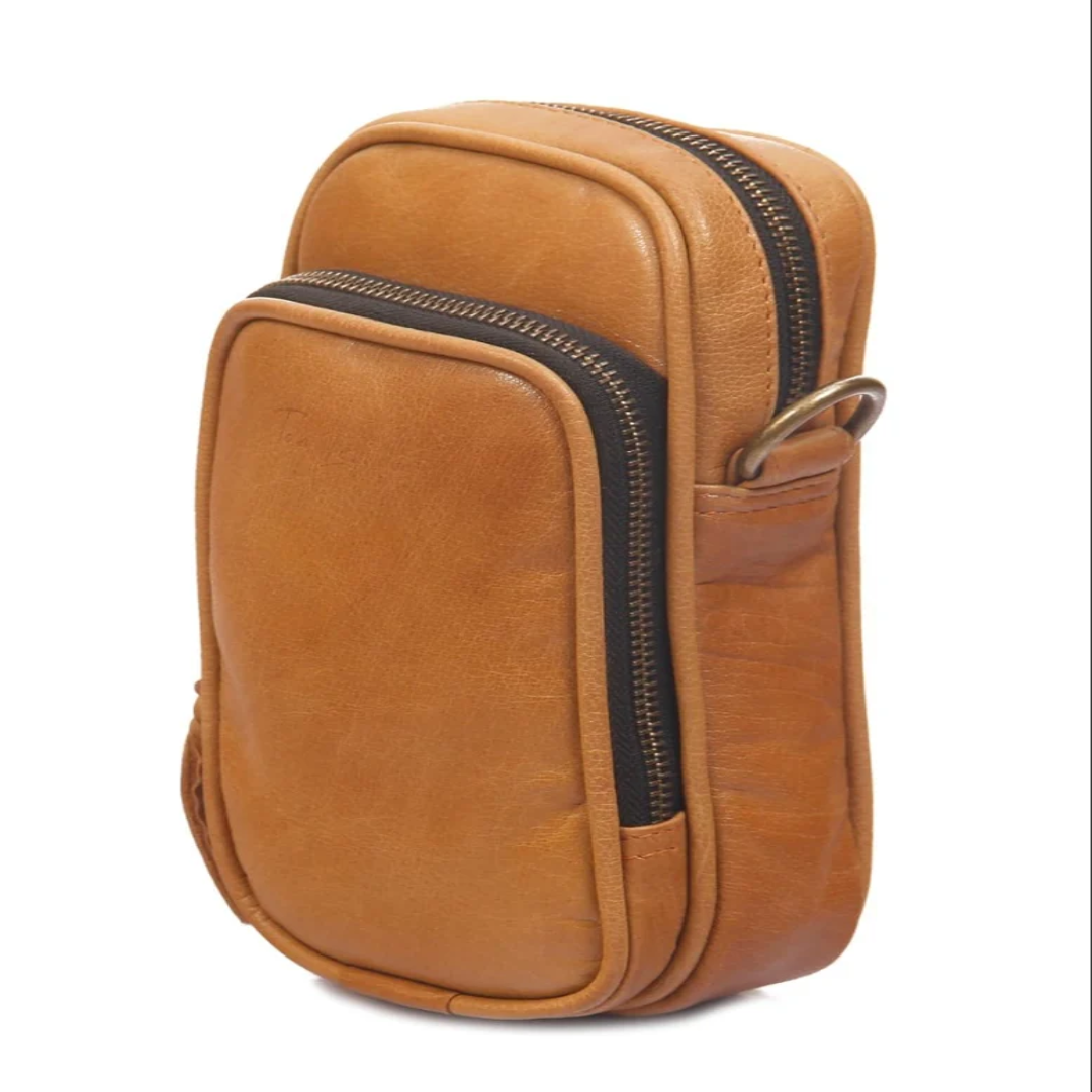 Unisex Brown Small Size Leather Bag