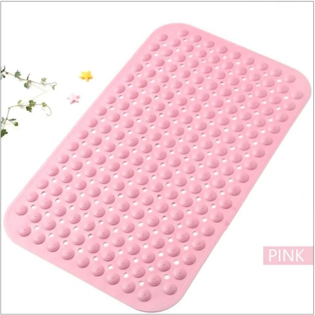 Pink Pvc Anti Bacterial Bath Mat With Suction Cup