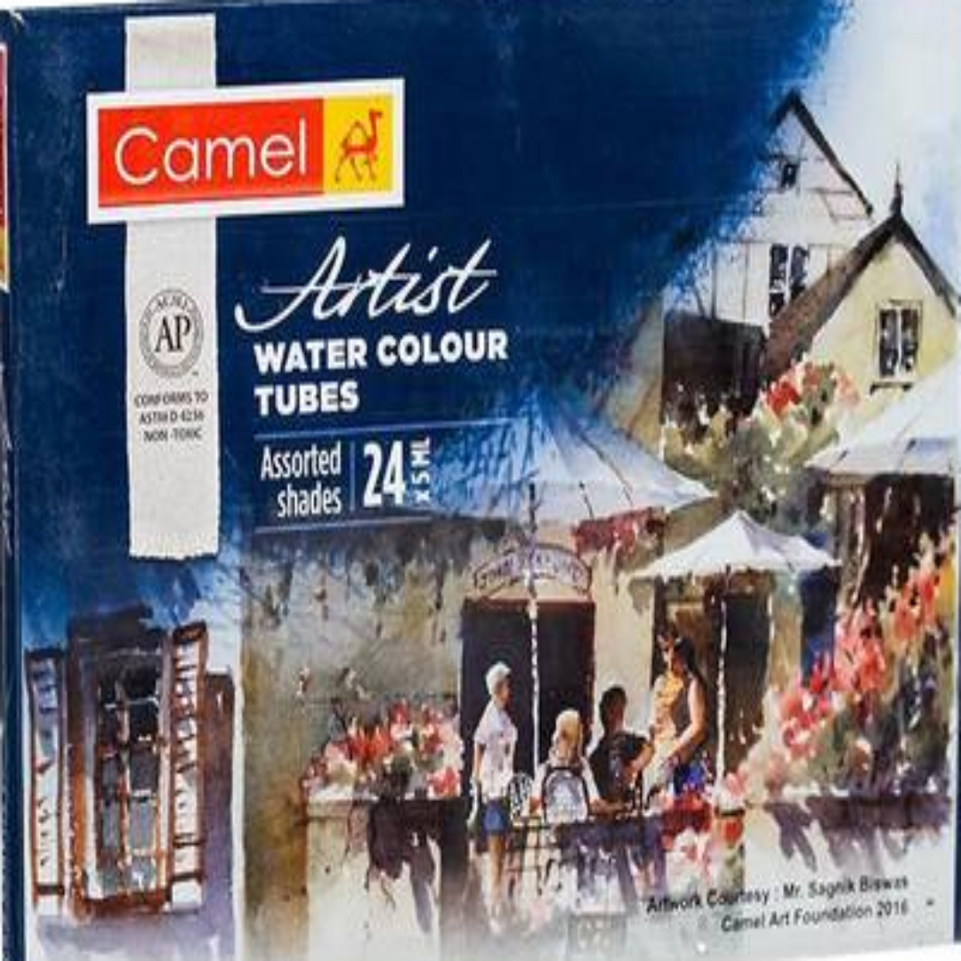 Camel Artist's Water Color Box - 9ml Tubes, 18 Shades