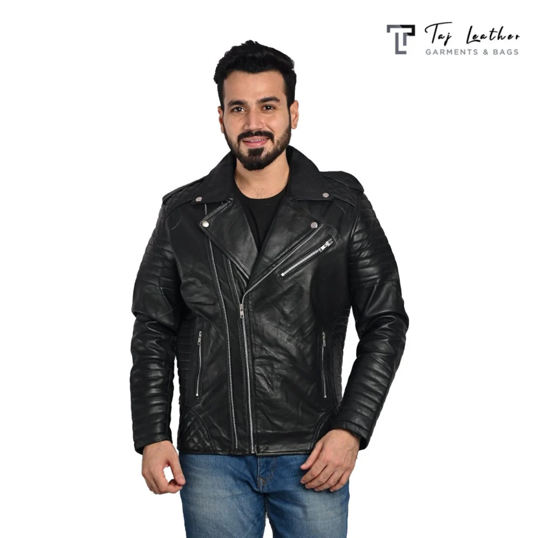 Taj leather Men biker Leather Jacket