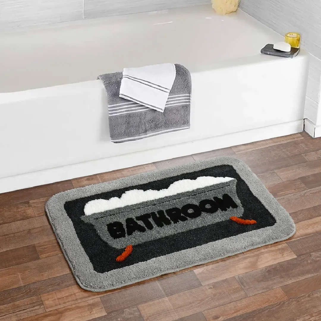 HOME DIARIES Gray Tufted Bath Mats Soft & Absorbent