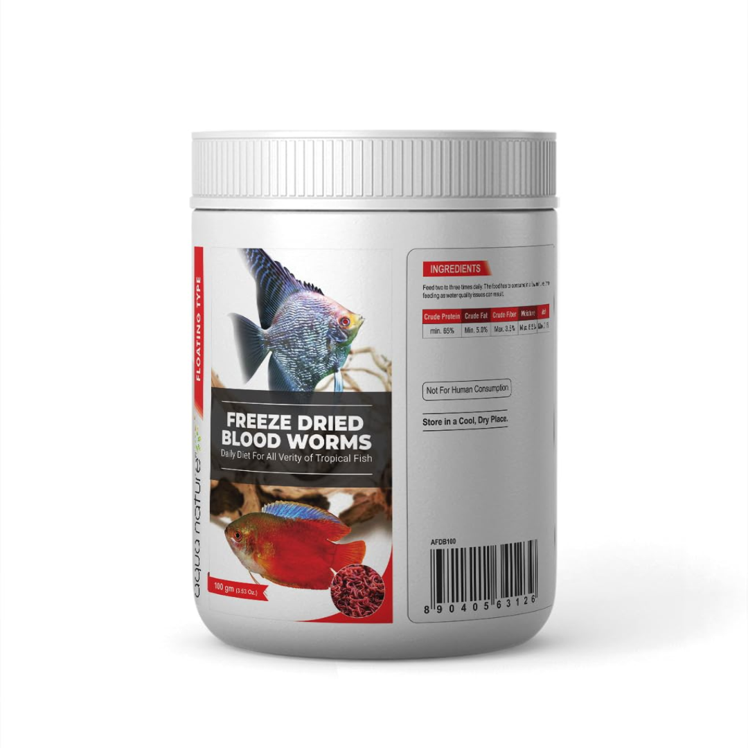 AquaNature Freeze Dried Blood Worms Daily Diet for All Variety of Tropcial Fish