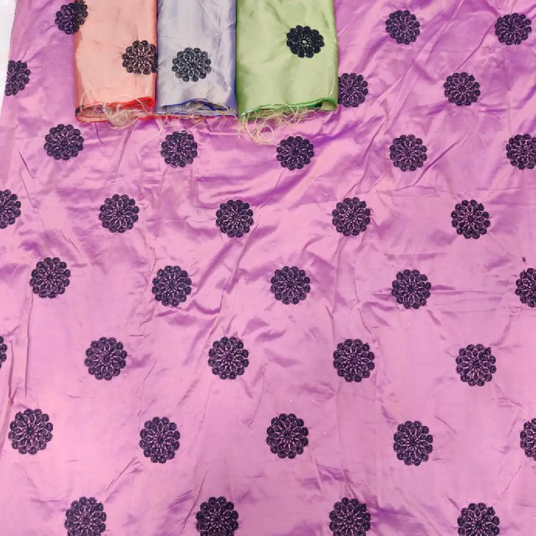 Elegant Taffeta Silk with Black Butta Embroidery for Stunning Apparel