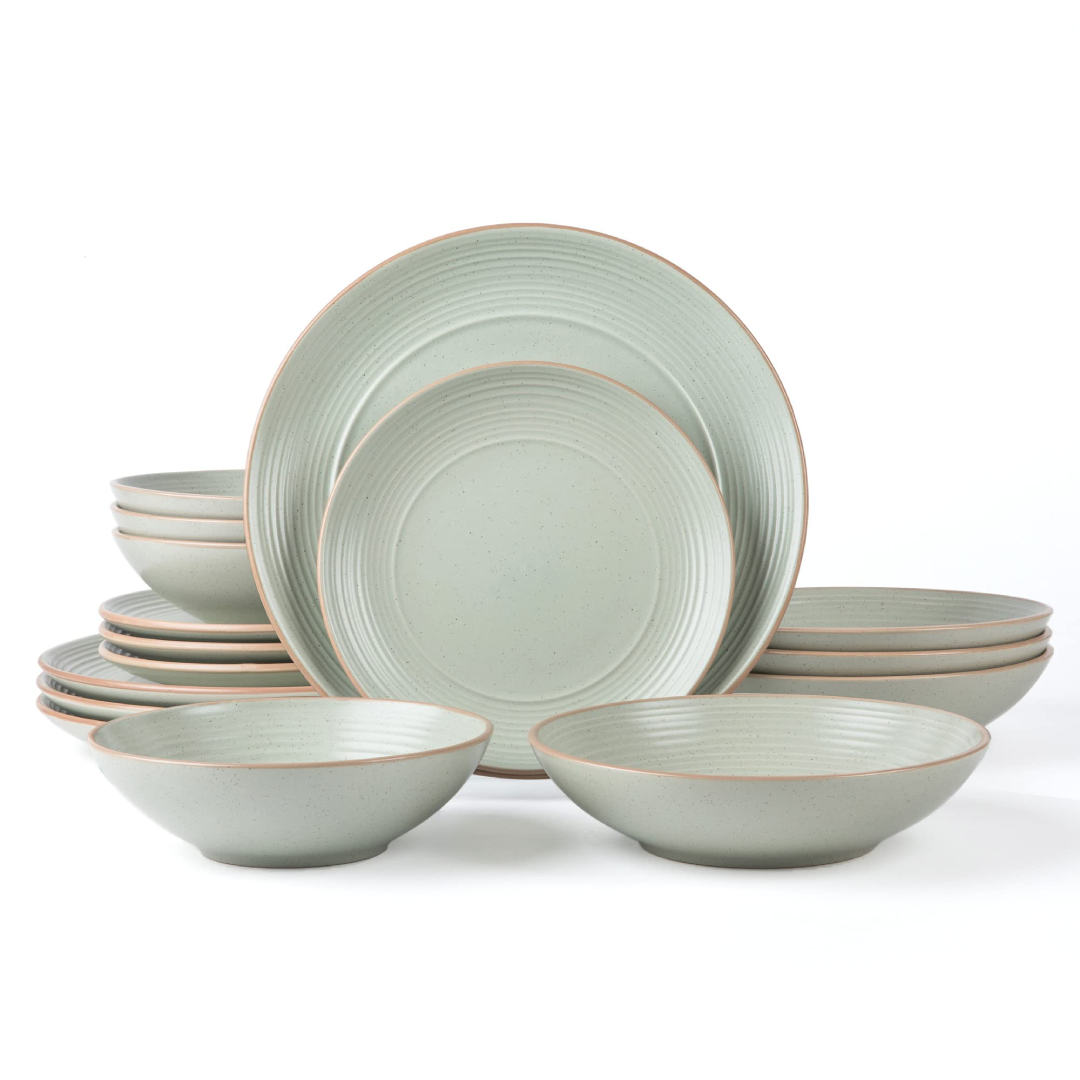 Elegant Earthenware Dinnerware Set Rustic Finish Durable Plates Bowls for Modern Dining Table