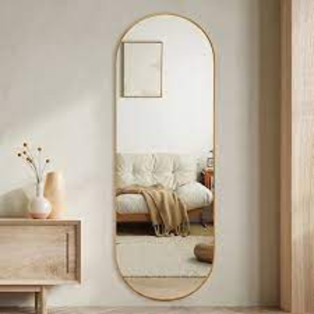 Modern Arched Full Length Floor Mirror – Aluminum Frame | USA Mirror Supplier