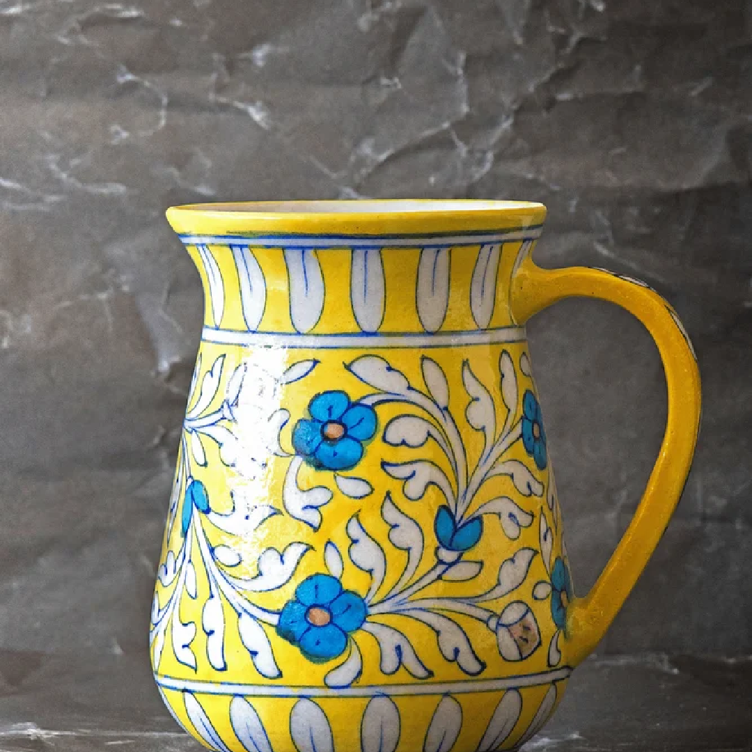 Quartz Stone BP073 Yellow Daisy Bloom Pitcher Jug