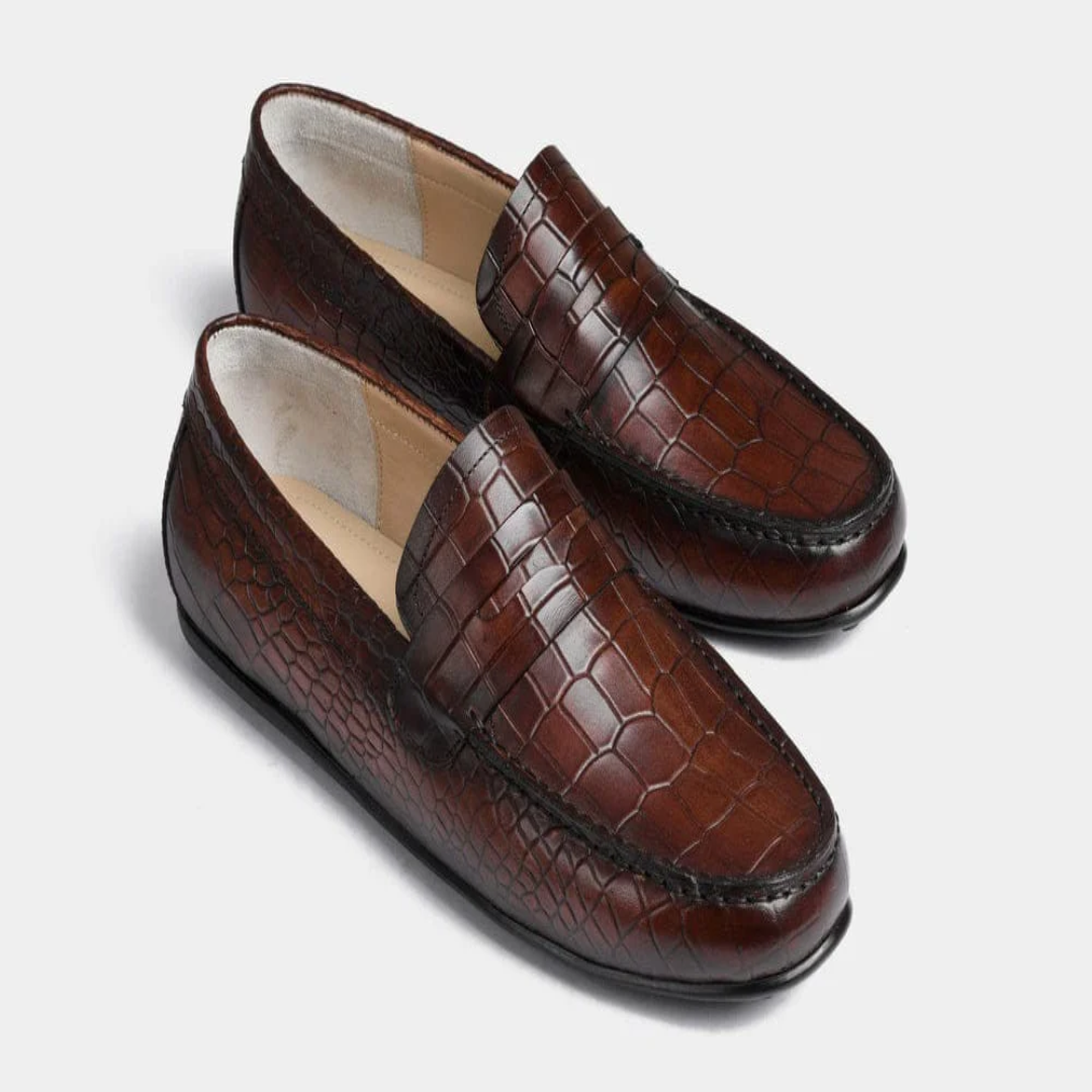 Textured Party Wear Leather Loafer Shoes