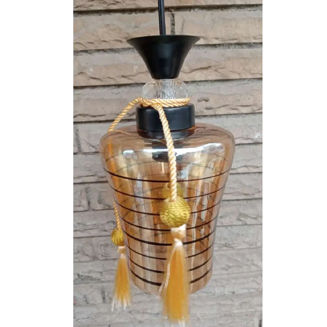 Fluorescent Yellow Glass Iron Hanging Light – Vintage Decor