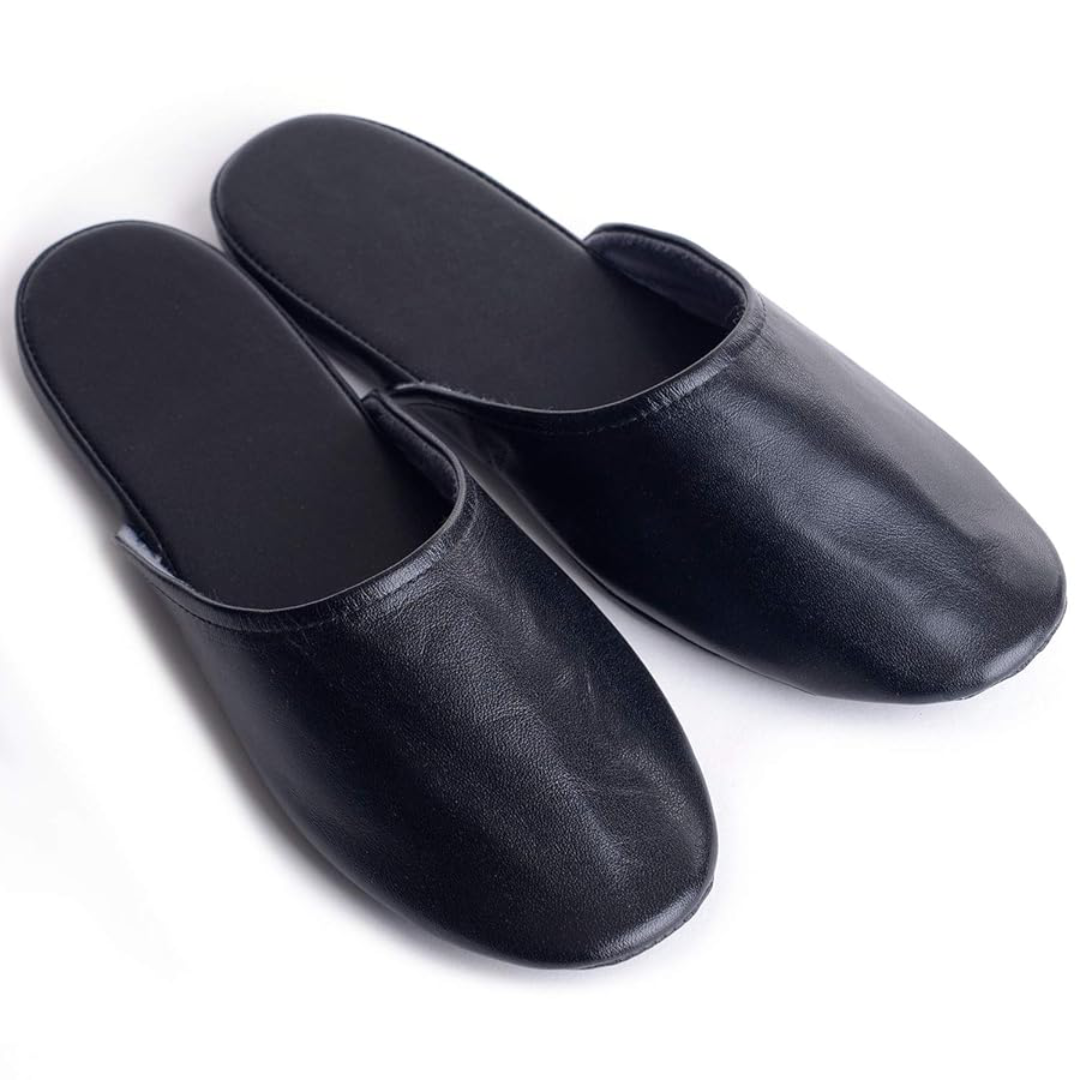 Soft Indoor Leather Slippers For Winter Use