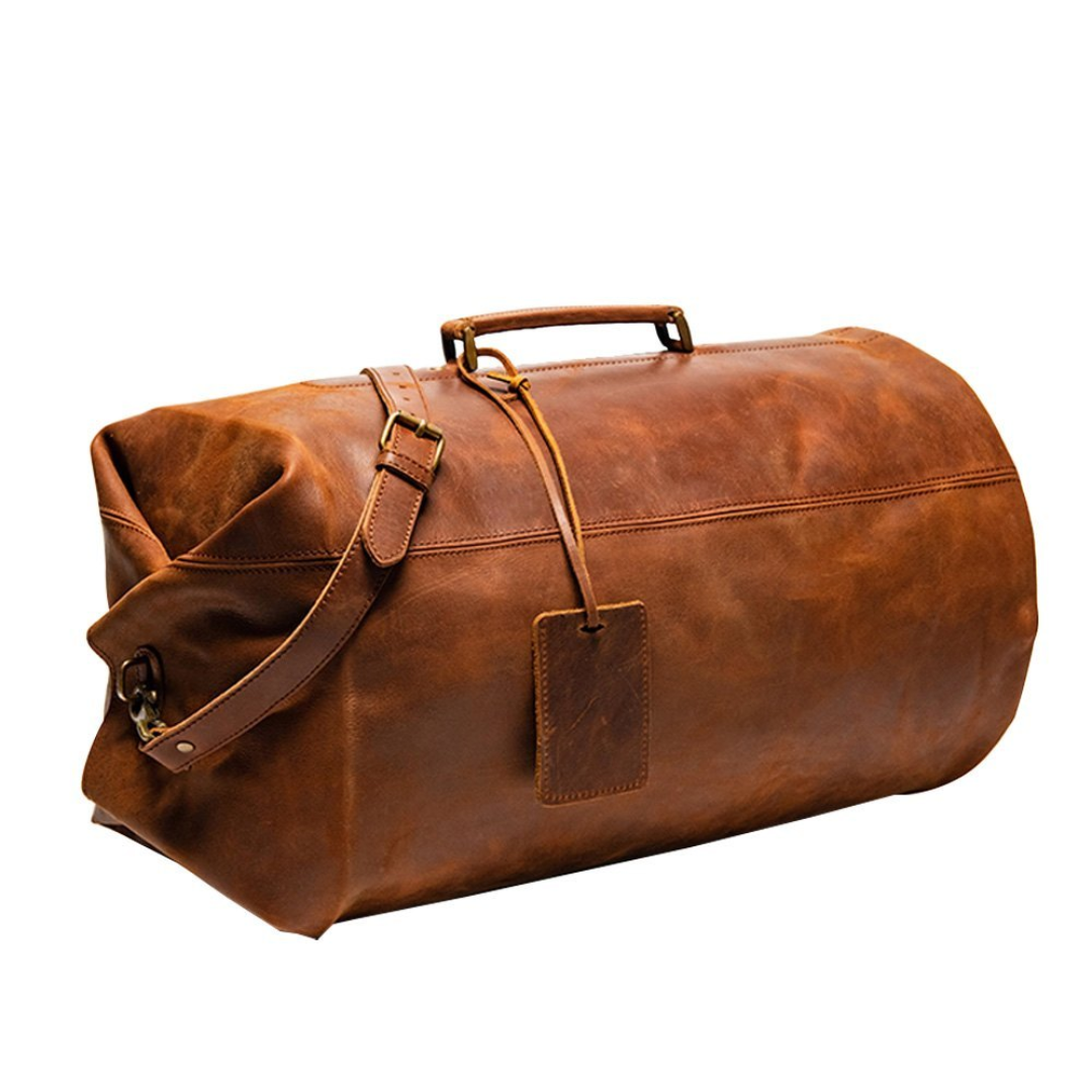 Madhav International Plain Leather Travel Duffle Bag