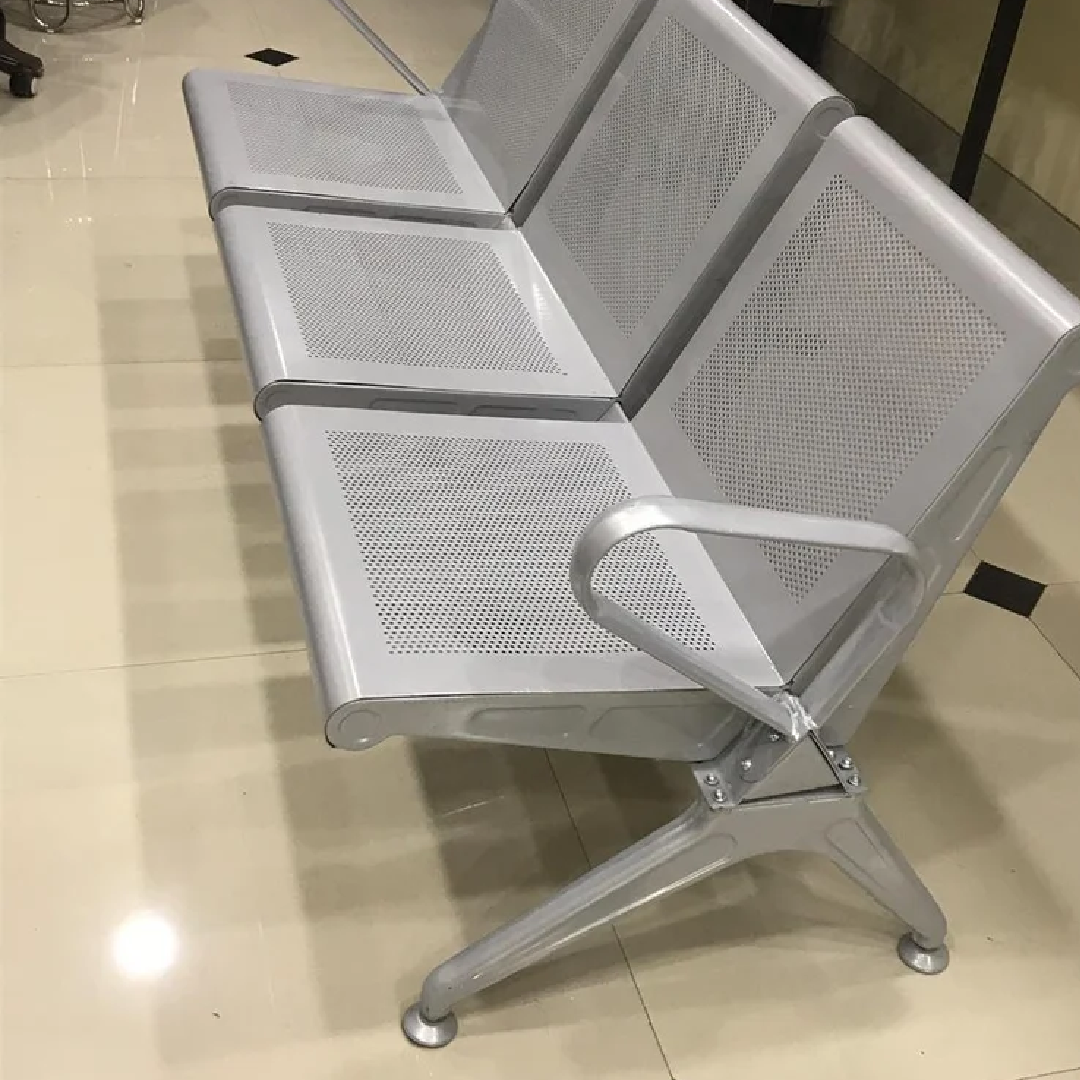 Silver Mild Steel 3 Seater Visitor Chair, For Hospital