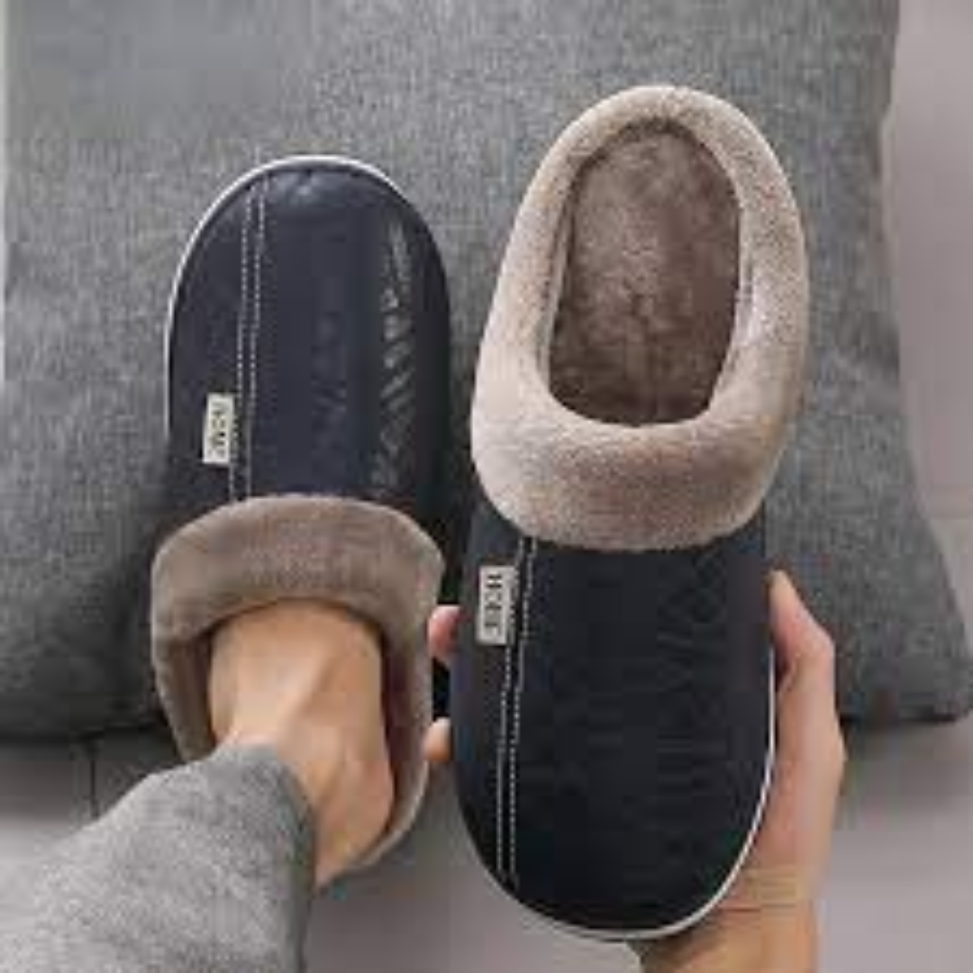 Premium Indoor Leather Slippers For Winter Comfort