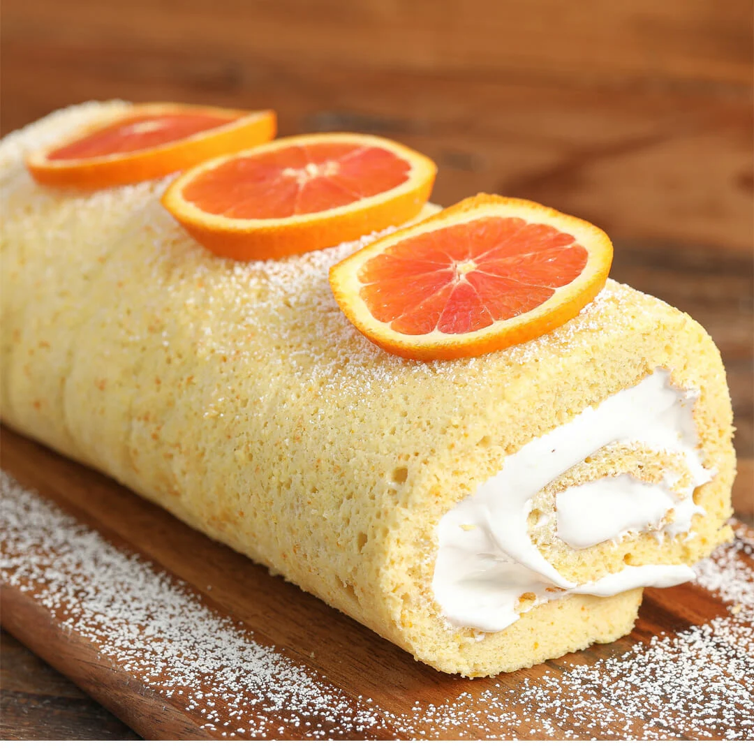 Cake Roll With Orange Cream For Sweet Enjoyment