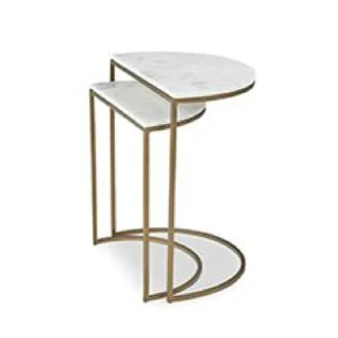 Stainless Steel Round Nesting Table Set SS, 2 Tables